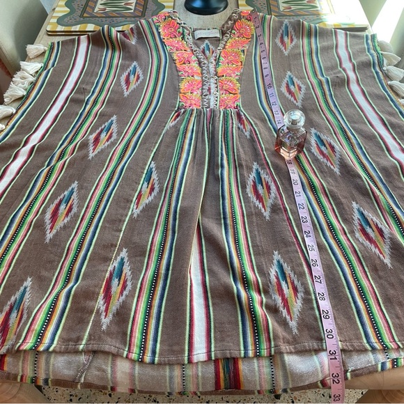 Miss June Paris Southwest Stripe Embroidered Poncho Top or Mini Dress Excel. Md - Picture 12 of 13